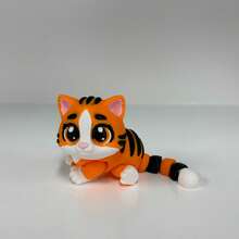 Round-Eyed Cute Striped Little Tiger 3D Printed Sculpture, Segmented Limbs And Long Movable Tail, Realistic Tiger Enthusiast Creative Collectible Gift, Children's Day/Birthday/Christmas Gift - Multicolor - View 8
