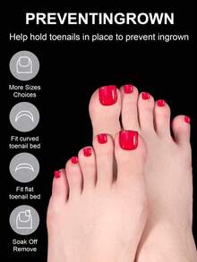 120pcs Press On Toenails Women Fake Toe Nails, White Fake Toenails Press On Nails Short Square Acrylic Toe Nail Tips - Multicolor - View 2