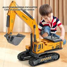 Alloy Children's Excavator Bulldozer Toy Car Crane Beach Toy Simulation Model, Engineering Vehicle Educational Early Learning Gift For Boys And Girls - Multicolor - View 4