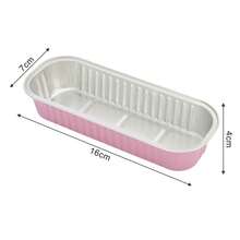 50 Pack Mini Loaf Baking Pans 200ml Foil Cake Tins With Lids & Spoons Pink - Pink - View 2