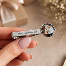 Wedding Gift, Personalized Photo Tie Clip For Father, Personalized Photo Tie Bar, Customized Tie Bar, Father's Day Gift For Father, Unique Sentimental Jewelry - Multicolor - View 2