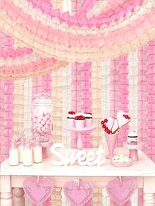 4/8pcs Clover Honeycomb Paper Garland With Tassels, Blush Pink And White Macaron Color Tissue Paper, Ceiling Hanging Decoration, Suitable For Birthday, Wedding, Bridal Shower, Dessert Table Backdrop Decor - Four-leaf Clover Ribbon - View 1