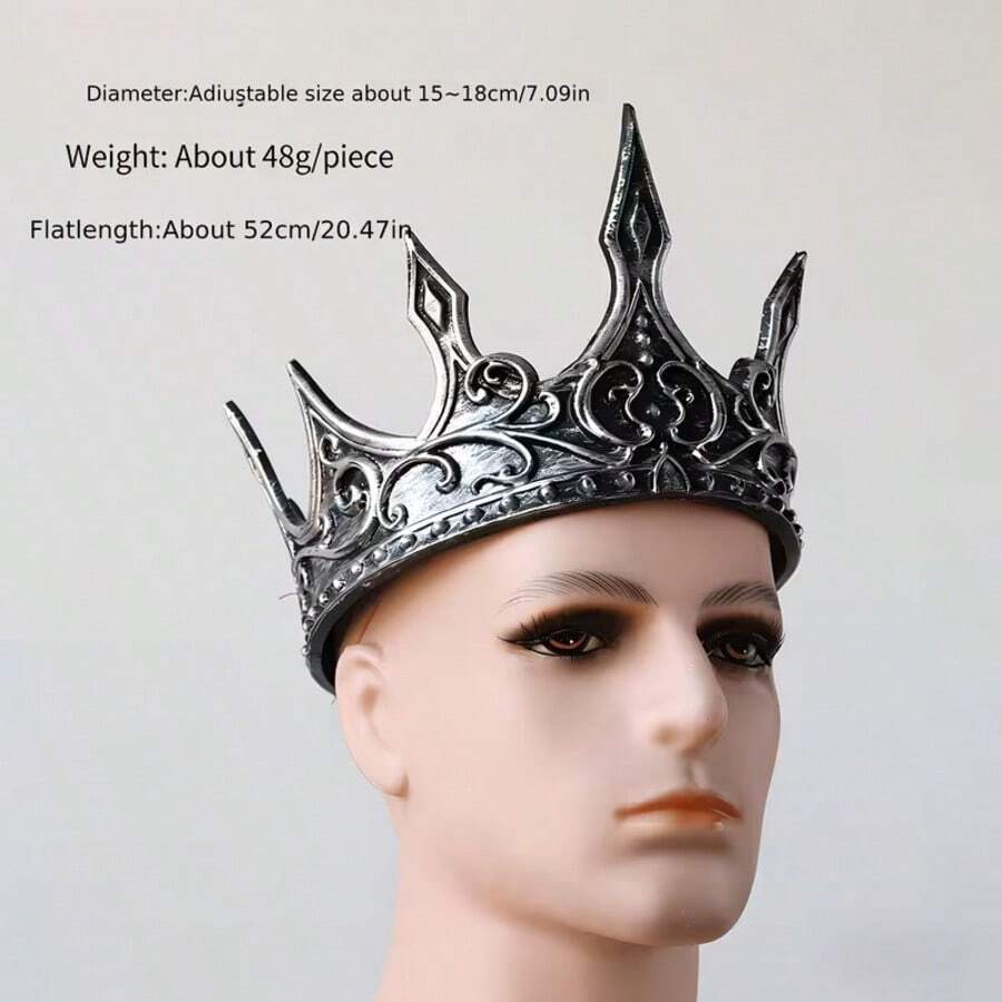 1 pièce/Couronne de Roi Vintage Accessoire de Costume d'Halloween, Couronne de Reine Roi Corbeau Vintage Sombre Cosplay Jeu de Rôle, Parfait pour Fête Déguisement de Vacances - se déguiser - Voir 1