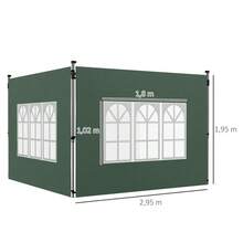 Set Of 2 Side Panels For 3x3/3x4 M Gazebo, Side Wall With Window, Waterproof, Green - 2件墨綠色 - 查看 7