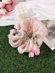 1 Large Tulip Hair Claw For Thick Hair, Daily, Dating Outfit Accessory - Pink - View 2