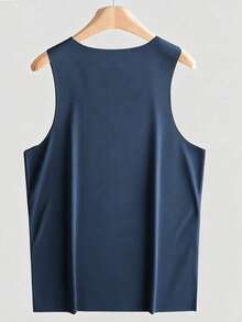 2PCS Seamless Men's Undershirt Thin Wide Round Neck Ice Silk Sleeveless T-Shirt Base Layer Tank Top Summer Sports Undershirt - Multicolor - View 4