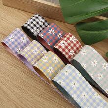 Two-Tone Plaid Printed Ribbon DIY Bow Hair Accessory Clothing Straw Hat Shoe Flower Gift Box Floral Packaging Daisy Woven Tape - Multicolor - View 2