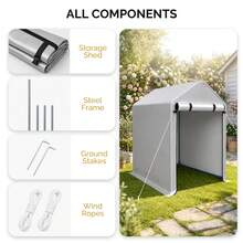 3x6 FT Heavy Duty Bike Storage Shed, Weatherproof Outdoor Portable Storage Tent For Bicycles & Garden Tools - Silver-gray - View 6