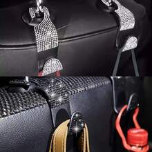 2/4pcs Car Seat Back Hooks With Rhinestones, Shiny Crystal Texture, Interior Accessory For Women, Fits Front Seats, Storage And Decoration For Car Interior - Diamond-encrusted Chair Back Hooks - View 3