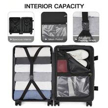 Suitcase With Cup Holder Zip Free Aluminium Frame PC Hard Shell Luggage 20 Inch Cabin 24 Inch Medium 28 Inch Large TSA Lock 3 Piece Luggage Set Black - Black - View 9
