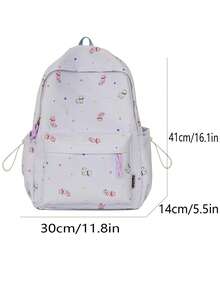 Cute Cat Print Backpack For Women, Large Capacity Student School Bag. Can Hold Textbooks, Insulated Cup, Folding Umbrella, Power Bank, Cosmetics. Suitable For Daily Classes, Library Study, Daily Commute, Moms Out With Kids, One Bag For All Occasions! No Accessories Included. - Multicolor - View 8