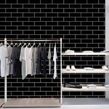 1 Roll Black & White Brick Pattern Self-Adhesive Vinyl Wallpaper - Removable, Waterproof, Moisture-Proof, Cuttable, Easy To Install, Multiple Sizes, Suitable For Living Room, Kitchen, Bedroom, Bathroom, Cabinets, Tables, Walls, Furniture Renovation, Brick And Wood Minimalist Fashion Style - Black Brick - View 9