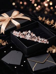 1 pieza Elegante Tiara Corona de Princesa con Strass en Oro Rosa, Accesorio para el Cabello, Adecuado para Novia, Boda, Baile de Graduación, Fiesta de Cumpleaños - Oro rosa - Ver 6