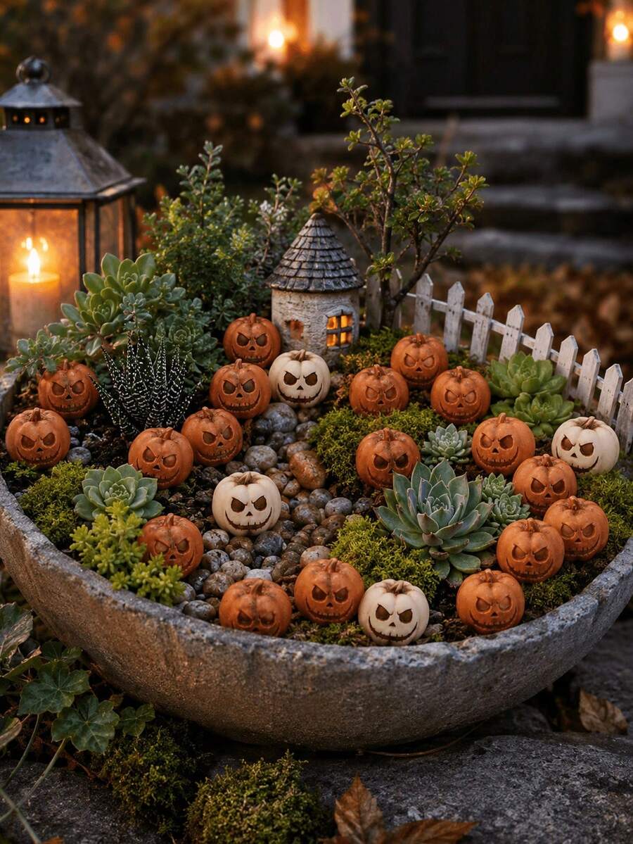 1 Set 30pcs Resin Pumpkin Decorations, Mini Pumpkin Decor, Artificial Mini Pumpkin Decorations, Perfect For Halloween Party Favors, Home Garden Decor Crafts, Table Centerpiece And Party Favors - Multicolor - View 1