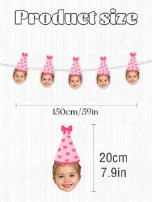 Custom Baby Photo Age Birthday Banner, Party Hat Garland, 1st Birthday Decoration, Milestone Growth, Baby Shower Party Decoration, Nursery Decor, Baby Girl Boy Keepsake - Multicolor - View 3