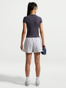 Nike Women's AS W NSW NK CHLL KNT MD CRP Short Sleeve T-Shirt Knit Collarless Short TFV5509-014 - Purple - View 5