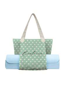 Customized Canvas Yoga Mat Tote Bag, Yoga Mat Storage Bag, Personalized Gym Backpack, Pilates Studio Bag - Mint Green - View 2