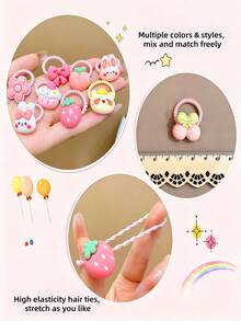 40/20/10pcs Cartoon Resin Spiral Hair Ties, Small Sweet Cute Hair Accessories, Suitable For Braiding - Suitable For Girls And Teens, Suitable For Daily, School, Vacation And More - Multicolor - View 2