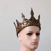 1 pièce/Couronne de Roi Vintage Accessoire de Costume d'Halloween, Couronne de Reine Roi Corbeau Vintage Sombre Cosplay Jeu de Rôle, Parfait pour Fête Déguisement de Vacances - se déguiser - Voir 4