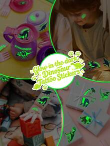 STARTTOOS 5 Sheets Glow-In-The-Dark Dinosaur Temporary Tattoo Stickers, 36 Designs, Waterproof Tyrannosaurus Pterosaur Velociraptor Triceratops Stegosaurus Design, Birthday Party Christmas Gift Event Holiday Party Set - Multicolor - View 7
