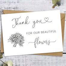 OBOVAY 1pc Elegant Florist Thank You Card "Thank You For Providing Us With Beautiful Flowers", With Heart Design, Perfect For Weddings Or Special Occasions - A - View 1
