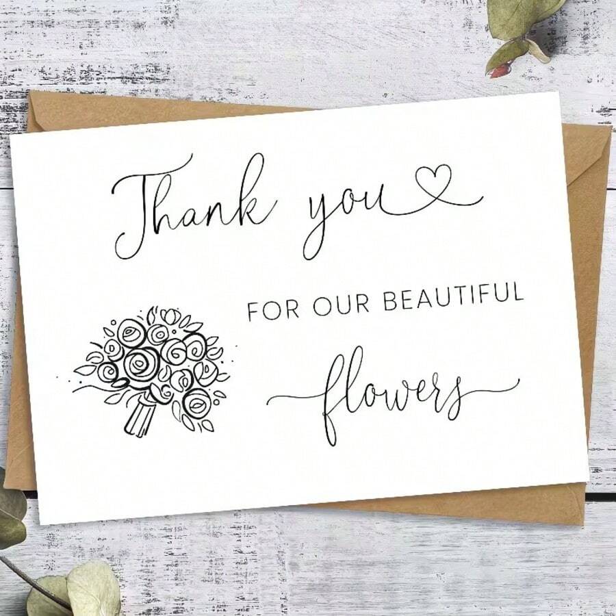 OBOVAY 1pc Elegant Florist Thank You Card "Thank You For Providing Us With Beautiful Flowers", With Heart Design, Perfect For Weddings Or Special Occasions - A - View 1
