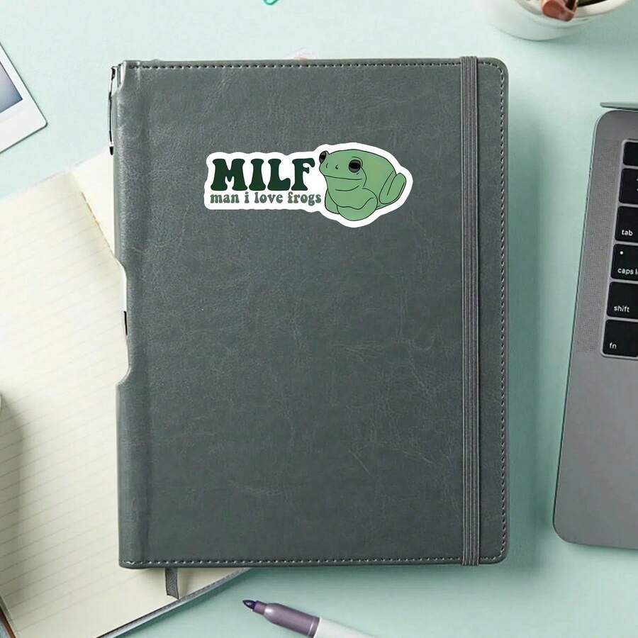 1PC Funny Frog Lover Slogan Sticker, Man I Love Frogs Quote Vinyl Decal For Laptop Water Bottle Notebook, Waterproof Green Frog Decal Sticker, Aesthetic Stationery Journaling Scrapbook Accessories Gift - S2486 - View 1