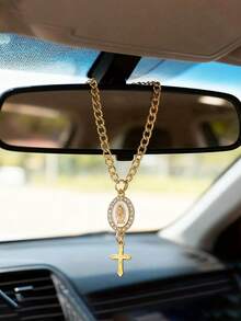 Women's Keychain Steering Wheel Charm.Features Virgin Mary Rosary Car Pendant,Cross Charm;Suitable Car Key,Accessory,Bags,Phone Cases.Holidays,Gifts - Multicolor - View 5