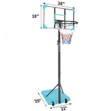 Portable Basketball Goal System With Stable Base And Wheels, Use For Indoor Outdoor Teenagers Youth Height Adjustable 5.6 To 7ft Basketball Hoop 28 Inch Backboard - Blue + Iron - View 8