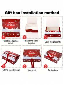 1set Christmas Themed Covered Party Gift Box Packaging, Multi-Color Bow Ribbon, Perfect For Holiday Decoration Gift Box, Christmas Gift Box, Christmas Decoration, Christmas Gift, Thanksgiving Gift, Holiday Party Souvenir Decoration Packaging Box - A - View 8