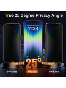 XINHONGYU 1pc Frosted Ceramic Privacy Screen Protector, Compatible With IPhone 17 Pro Max/17 Pro/17/Air/16 Pro Max/16/16 Pro/16 Plus/14 Pro Max, 9H+ Anti-Scratch, Touch Sensitive, Compatible With Phone Cases, Includes Cleaning Kit, Premium 9H+ Ceramic Film - Black - View 2