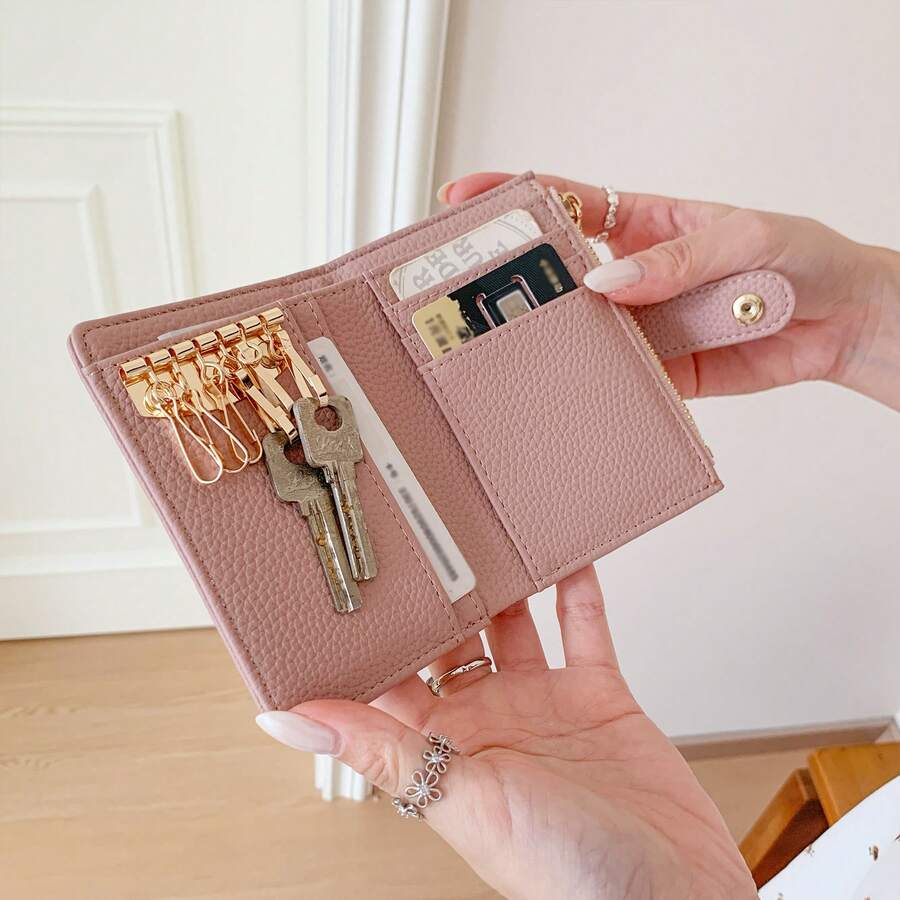 Cartera de hombre con grano de lichi, bolsa para llaves, portabilletes grande, llavero, bolsa de gran capacidad, tarjetero, monedero - Multicolor - Ver 1