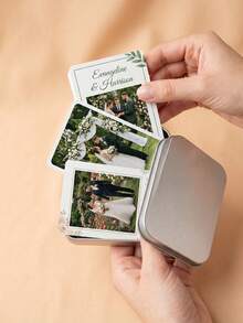 Customized Wedding Photo Card Commemorative Box Set, Floral Rose Personalized Couple Name Wedding Commemorative Card, Customized Text Date Wedding Photo Commemorative Box. - Multicolor - View 8