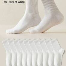 5/10 Pairs Pure Cotton Odor-Resistant Mid-Calf Socks - Multicolor - View 8