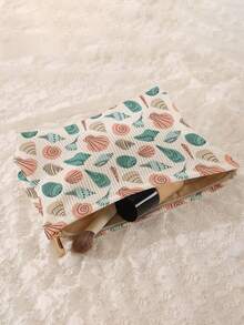 Bolsa de almacenamiento de cosméticos portátil con estampado de conchas marinas, impresión de doble cara, bolsa de maquillaje con cremallera para viajes, organizador multifuncional de artículos de tocador - Multicolor - Ver 4