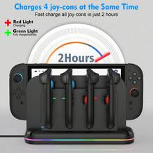 Base de carga para Switch OLED/Joy-Con, luz RGB, 6 ranuras para juegos, carga rápida de 2H, USB 3.0, soporte de enfriamiento compatible con Switch - Negro - Ver 1