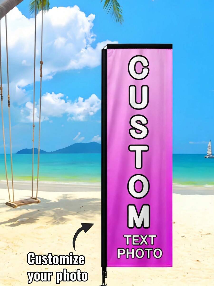 Custom Square Flag, Advertising Feather Flag, Supports Customized Colors, Images, Text And Other Content. Suitable For Event Parties, Advertising Promotions, Outdoor Commercial Flag Signage, Event Party Decoration, Promotional Display - Multicolor - View 1
