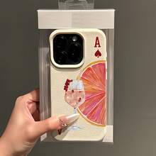 1件白色磨砂極簡鏡頭保護葡萄柚酒紅桃子A圖案手機殼，可個性化，兼容 16 Pro Max/17/16/15/14 Plus/13/12/11/Air 及系列 - 彩色 - 查看 5