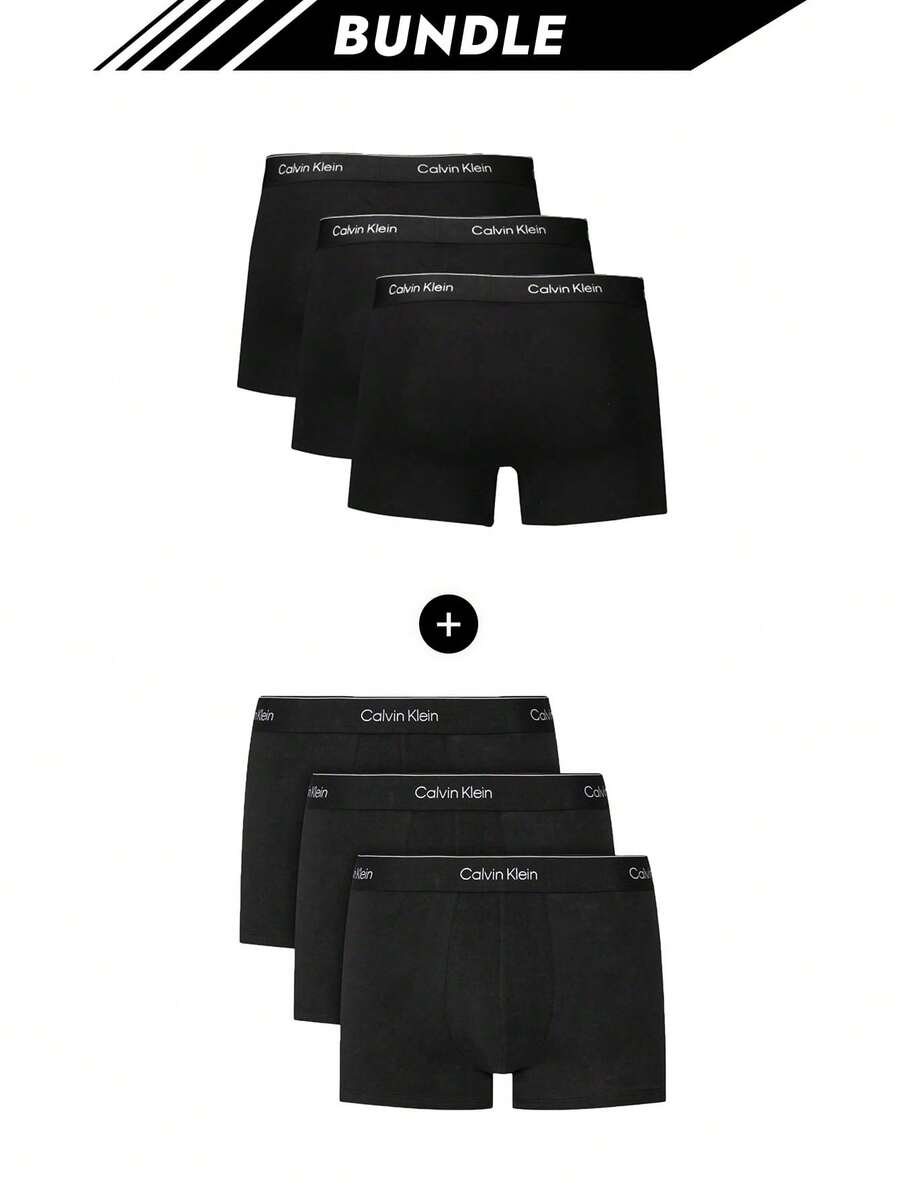 Calvin Klein [حزمة] 3 عبوات سراويل داخلية رجالية + 3 عبوات سراويل داخلية رجالية بقوة مكثفة - أسود + أسود - مشاهدة 1
