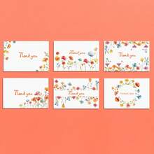 12pcs, Bohemian Wildflower Birthday Party Wedding Thank You Folded Cards, Can Be Written As Greeting Cards With Envelopes, Includes 6 Envelopes + 6 Folded Cards - Sets - View 4