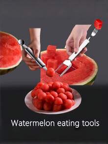 [3pcs Set Watermelon Slicer] 3pcs Easy-Cut Stainless Steel Watermelon Slicer, Watermelon Chunk Slicer, Watermelon Fruit Divider, Watermelon Ball Scooper, Summer Melon Eating Tool - Multicolor - View 2
