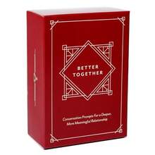 1 Papierbox mit rotem Rahmen, Paar-Gesprächskarten-Spiel, herzliche Dialog-Grafik-Karten, verschleißfeste glatte Spielkarten, einfache elegante rote Themenverpackung, unterhaltsames Freizeitspielzeug für Feiertags-Paar-Dates - Verschiedenfarbig - Übersicht 2