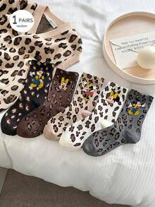 1/5 Pairs Disney Socks, Mickey Socks, Minnie Mid-Calf Socks, Cartoon Series Cute Cool Unisex Style, Premium Mid-Calf Socks, Printed With Disney Mickey Pattern, Perfect Holiday Gift, Random Shipment - Multicolor - View 8
