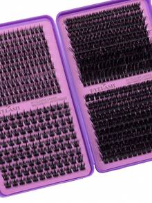 576pcs Eyelash Extension Kit, Mix Individual Lashes Kit With Lash Bond And Seal, Lash Tweezers, Brush, Large-Capacity False Eyelash,Ultra-Thick Lashes, Lightweight Natural Curly Eyelashes,Suitable For DIY Eyelash Makeup Design - Black - View 2