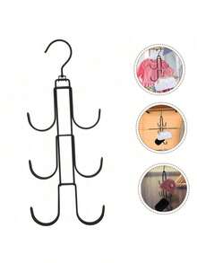 1 Pc Rotating Wallet Holder, 6 Large Hooks, 360° Swivel Display Rack, Space Saving Foldable, For Handbags Belts Scarves Ties, Closet Hanging Storage, Purse Display Stand, Sturdy Durable, Easy Access, Keep Closet Tidy - Silver - View 6