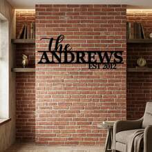1pc Customized Metal Surname Sign, Metal Family Name Plaque, Garage Sign, Family Name Display Board, Customized Indoor/Outdoor Wall Decor, Garden Sign, Weather-Resistant Metal Material, Modern Horizontal Design Suitable For Front Door Decor, Outdoor Garden Art, Housewarming Gift - Multicolor - View 6