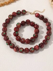 NAIZHU 1/2pcs Fashion Creative Colorful Y2K Dopamine Resin Fruit Necklace Strawberry Apple Necklace Daily Party Accessory - Multicolor - View 9