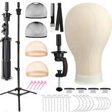 Mannequin Head & Adjustable Stand Tripod For Styling Cosmetology Hairdressing Training, Metal Wig Head Stand Holder With Wig Caps,Paddle Comb T-Pins, Halloween - View 13