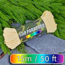 Tali Bercahaya 50/100 kaki, Tebal 4mm, Campuran Poliester, Kekuatan Tarik 249,48 KG/250, Tali Bercahaya 7 Untai, Cocok untuk Gelang Buatan Tangan, Tali Darurat Luar Ruangan (Tidak Cocok untuk Terjun Payung dan Olahraga Ekstrem Lainnya) - Krem - View 17