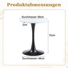 60 Cm Round Side Table / European Style Small Dining Table / MDF Dining Table / Non-Slip And Quiet Table Legs / Suitable For Living Room And Dining Room - 白色+黑色 - 查看 4